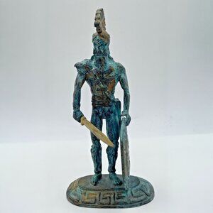 Vintage Spartan Warrior (Leonidis?) 6" Bronze Statue by Demirtzi Greece